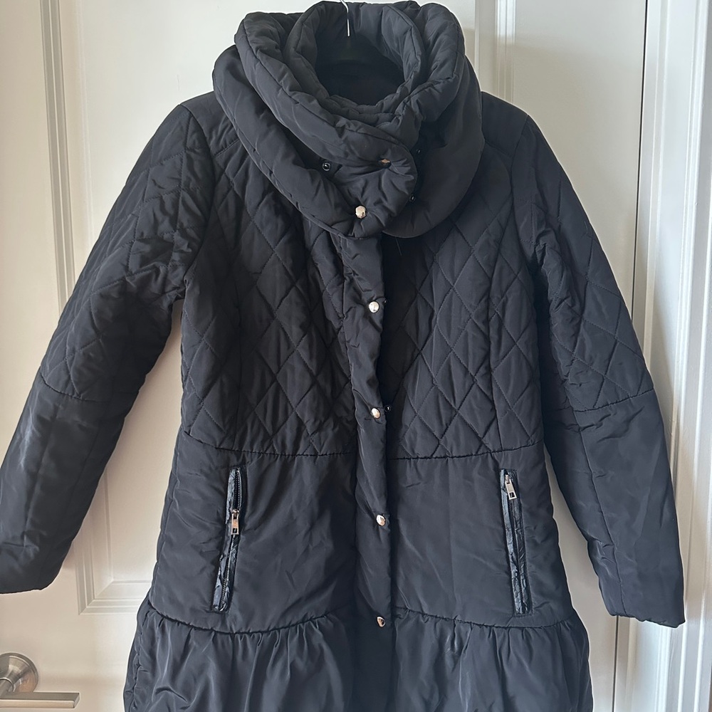 Korean Black Quilted Women's Puffer Coat